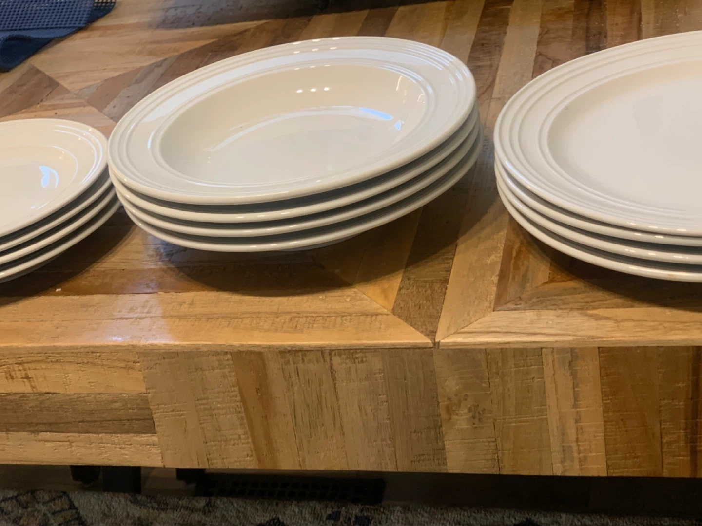 White Ceramic Dinner Plates - Set of 3