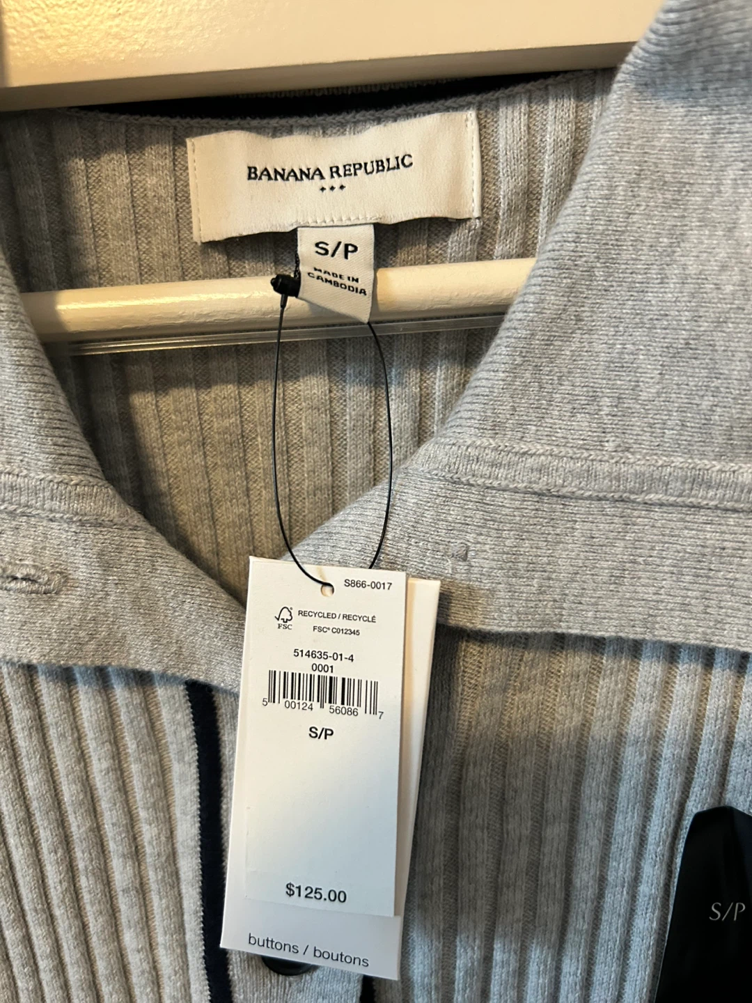Banana Republic Grey Ribbed Cardigan Sweater S/P - photo 3