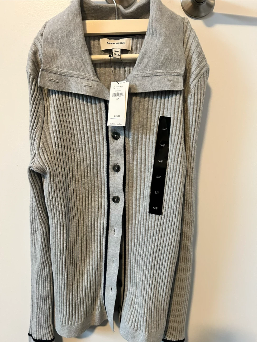 Banana Republic Grey Ribbed Cardigan Sweater S/P