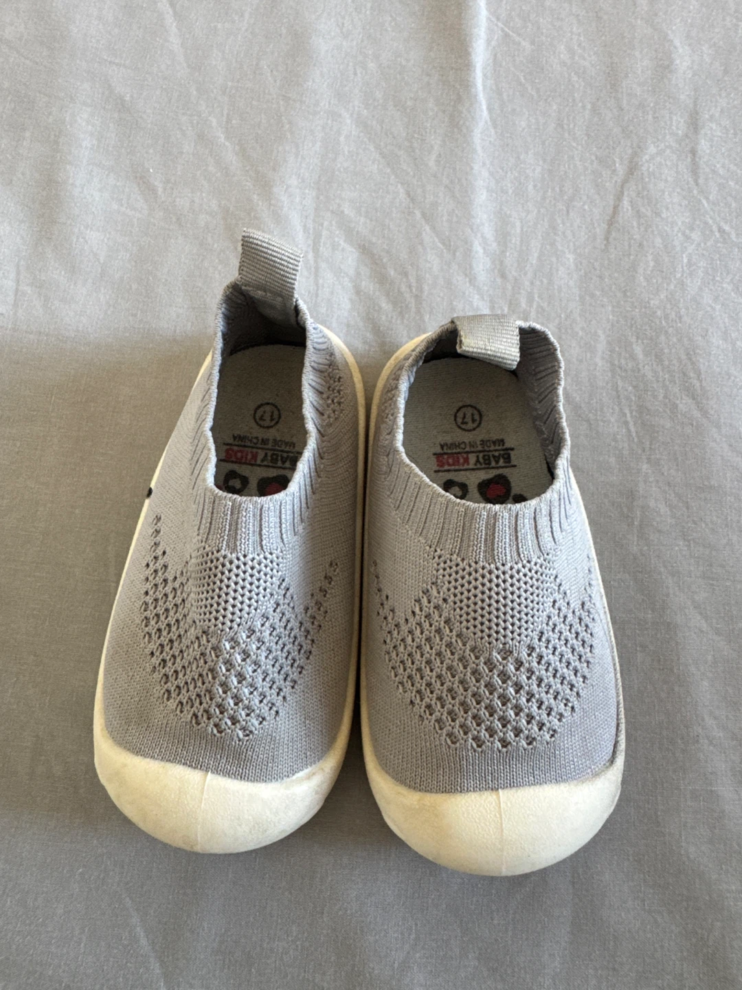 Baby Kids Grey Knit Slip-On Shoes