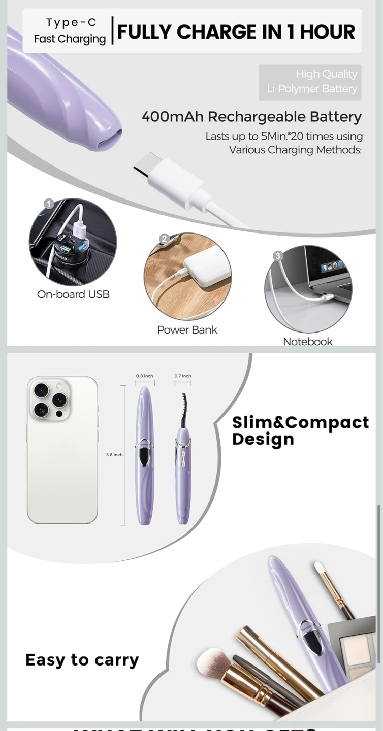 Raysino Updated Heated Eyelash Curler - Purple - photo 4