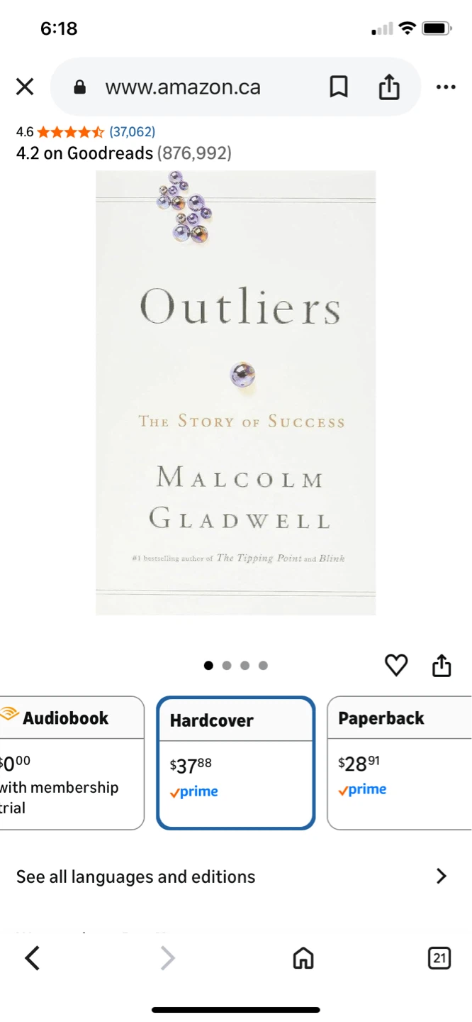 Outliers: The Story of Success Malcolm Gladwell Hardcover Book - photo 3