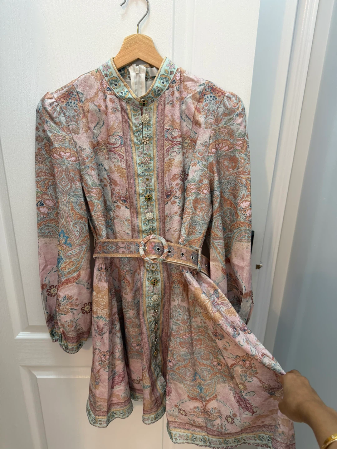 Paisley Print Belted Mini Dress S/M - photo 2