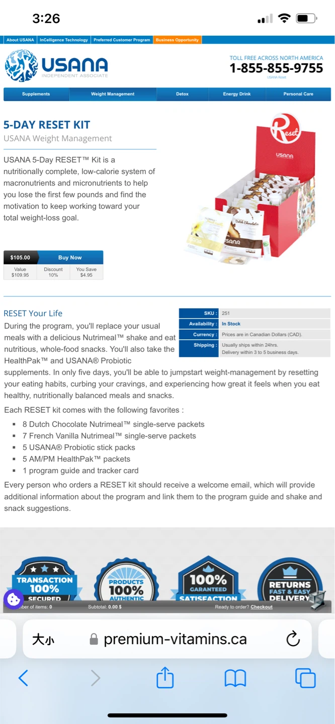 USANA 5-Day Reset Kit - photo 4
