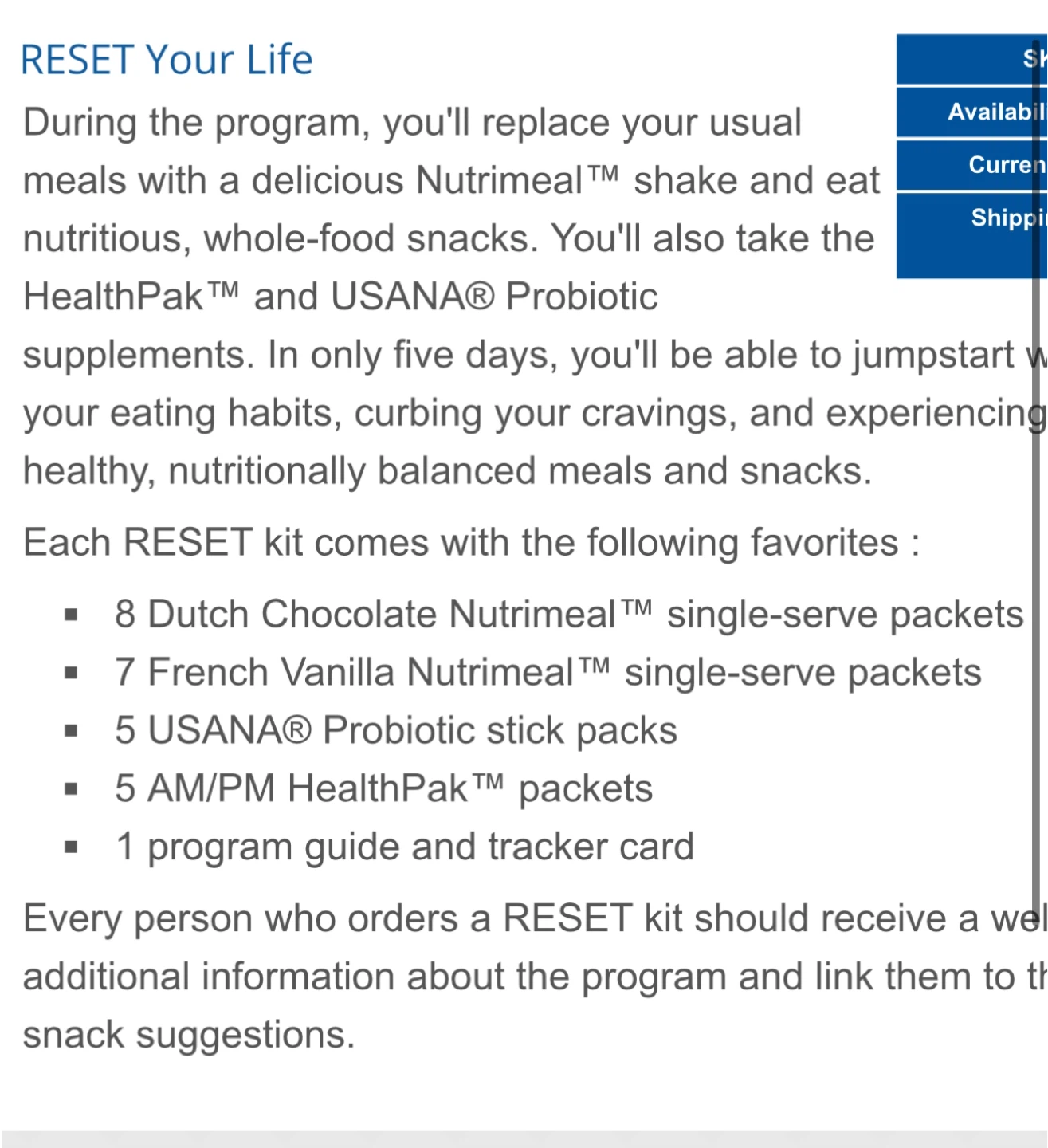 USANA 5-Day Reset Kit - photo 5