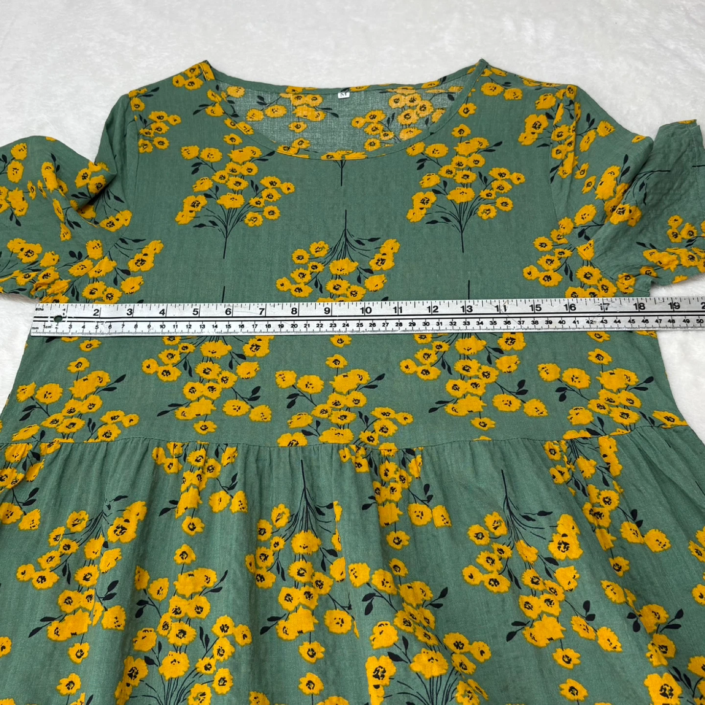 Unbranded Green Yellow Floral Short Sleeve Maxi Dress M - photo 4