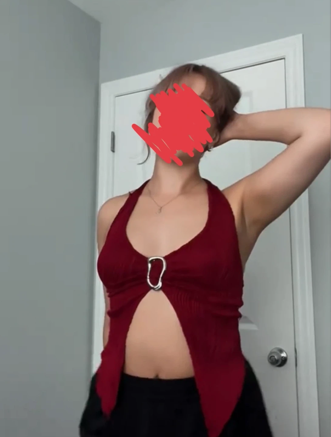 Red Halter Top with Buckle Detail M - photo 3