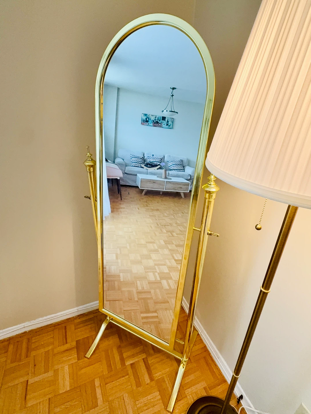 Antique Gold Arched Full Length Mirror - photo 2