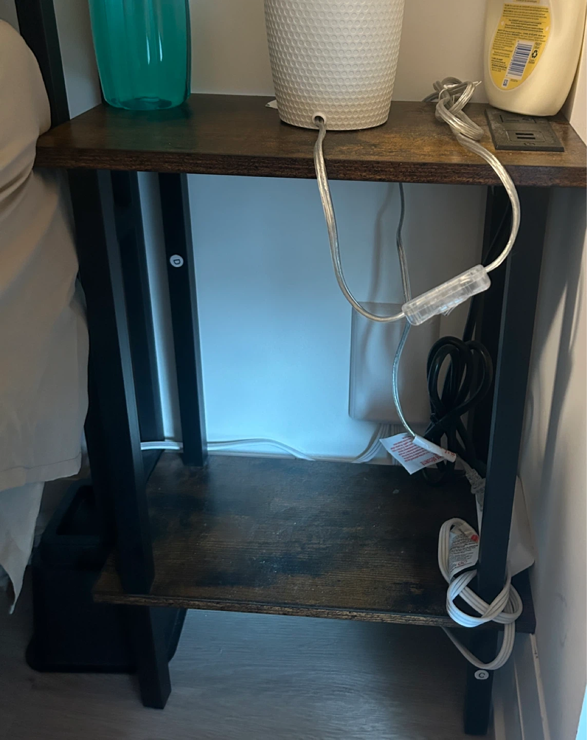 Wood Bedside Table with Built-in USB Ports - photo 3