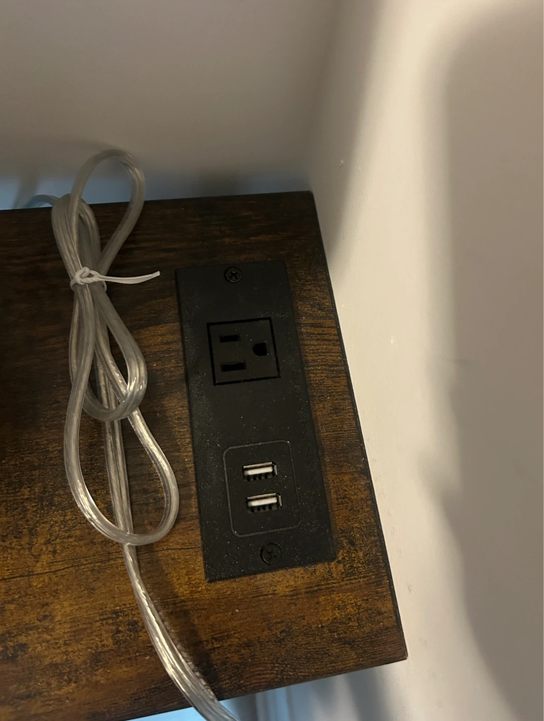 Wood Bedside Table with Built-in USB Ports - photo 4