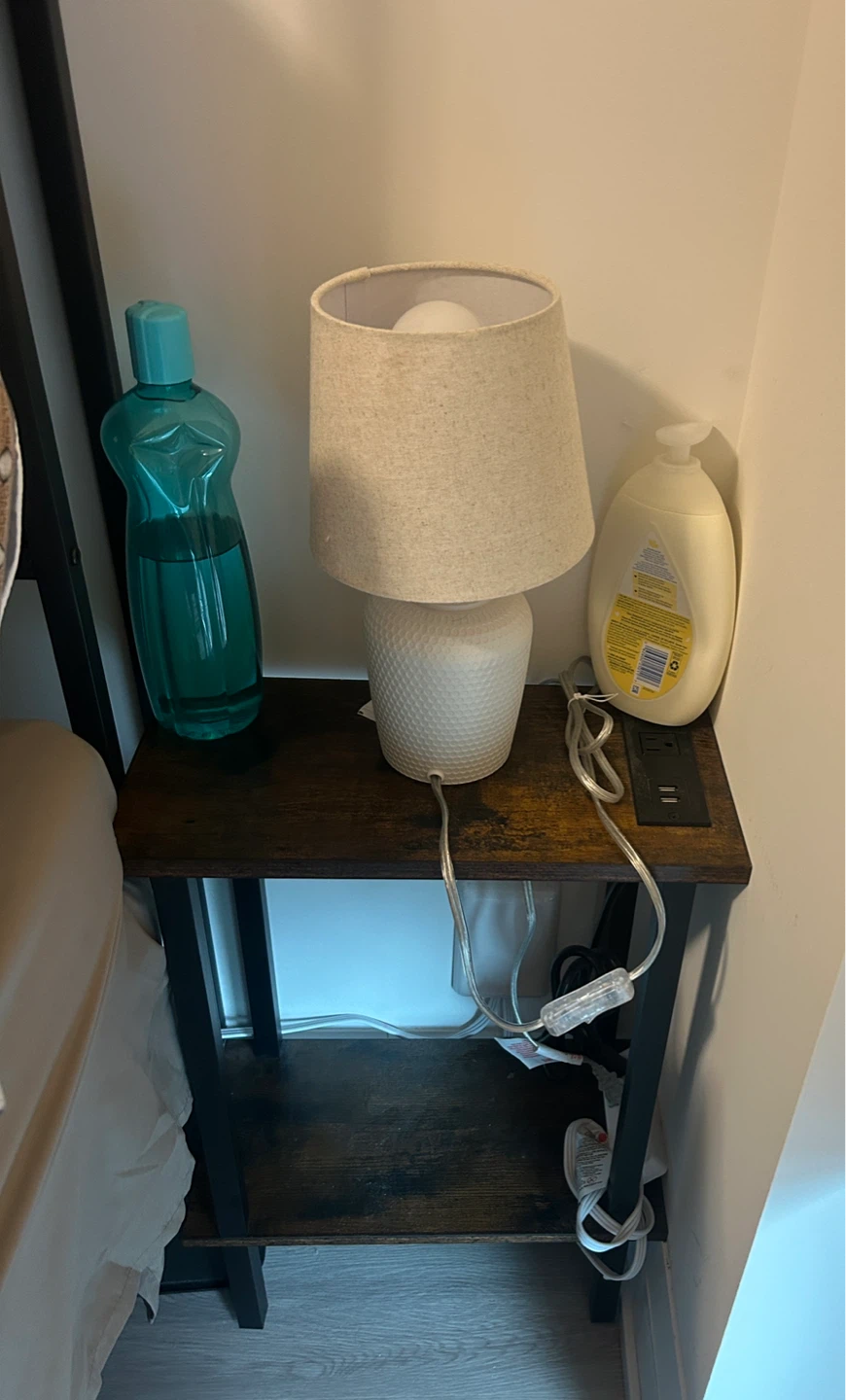 Wood Bedside Table with Built-in USB Ports - photo 2