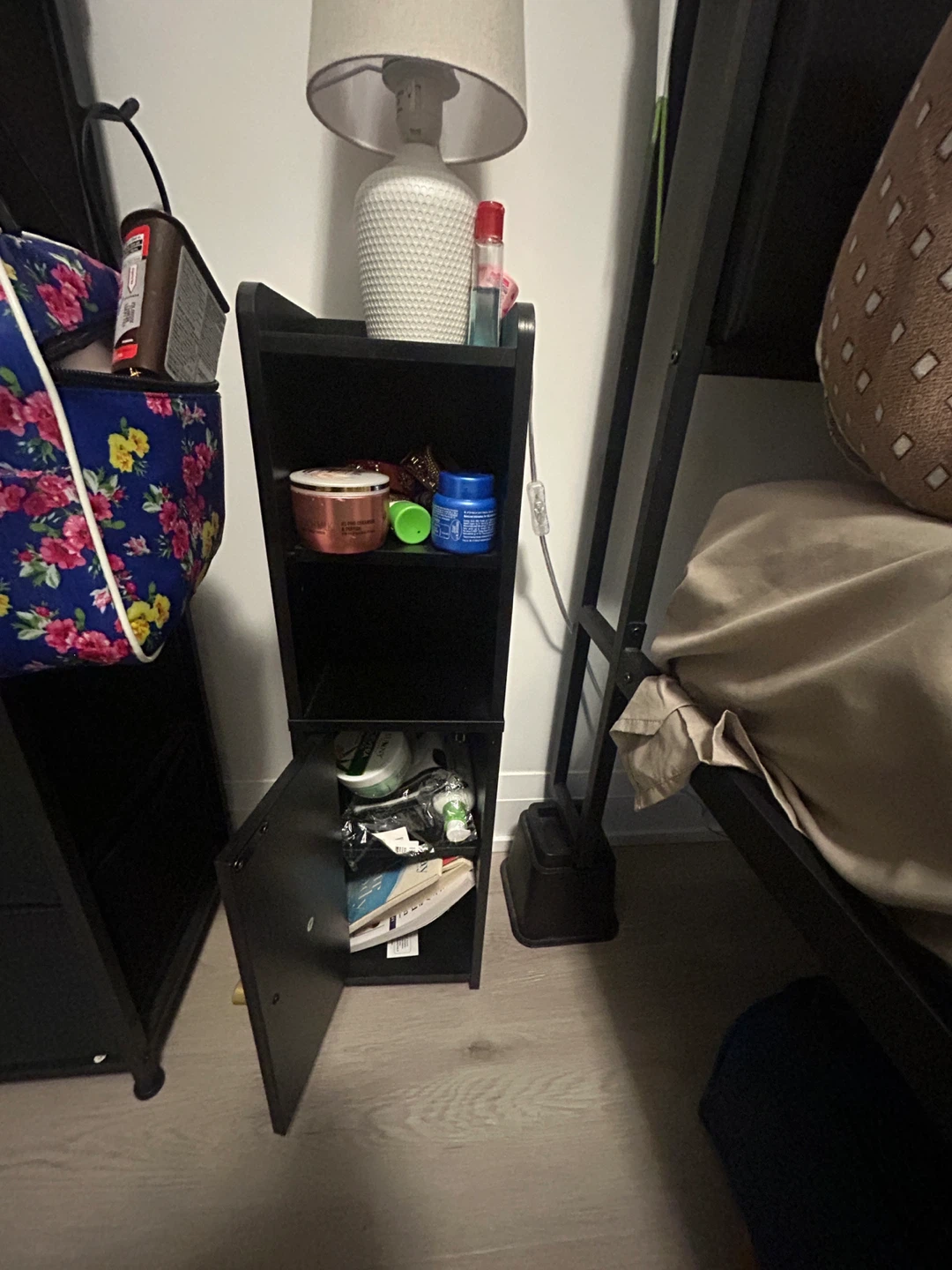 Black narrow side table/storage unit - photo 5