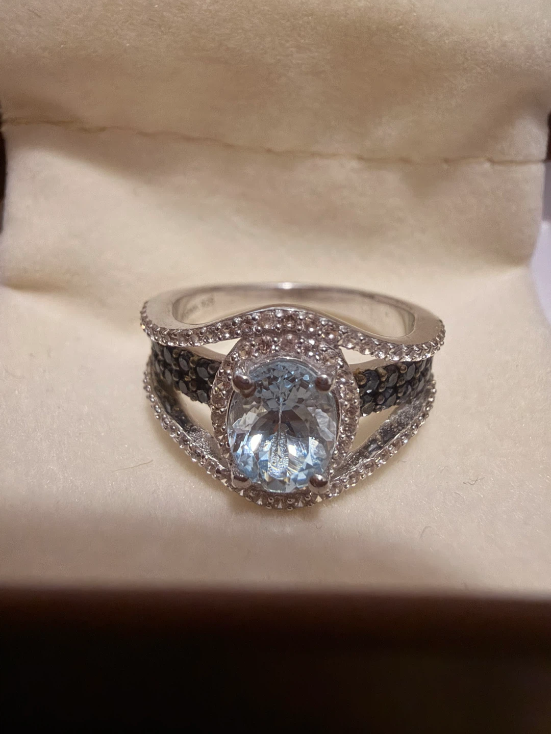 Elizabeth Straus Sterling Silver 925 Aquamarine Ring