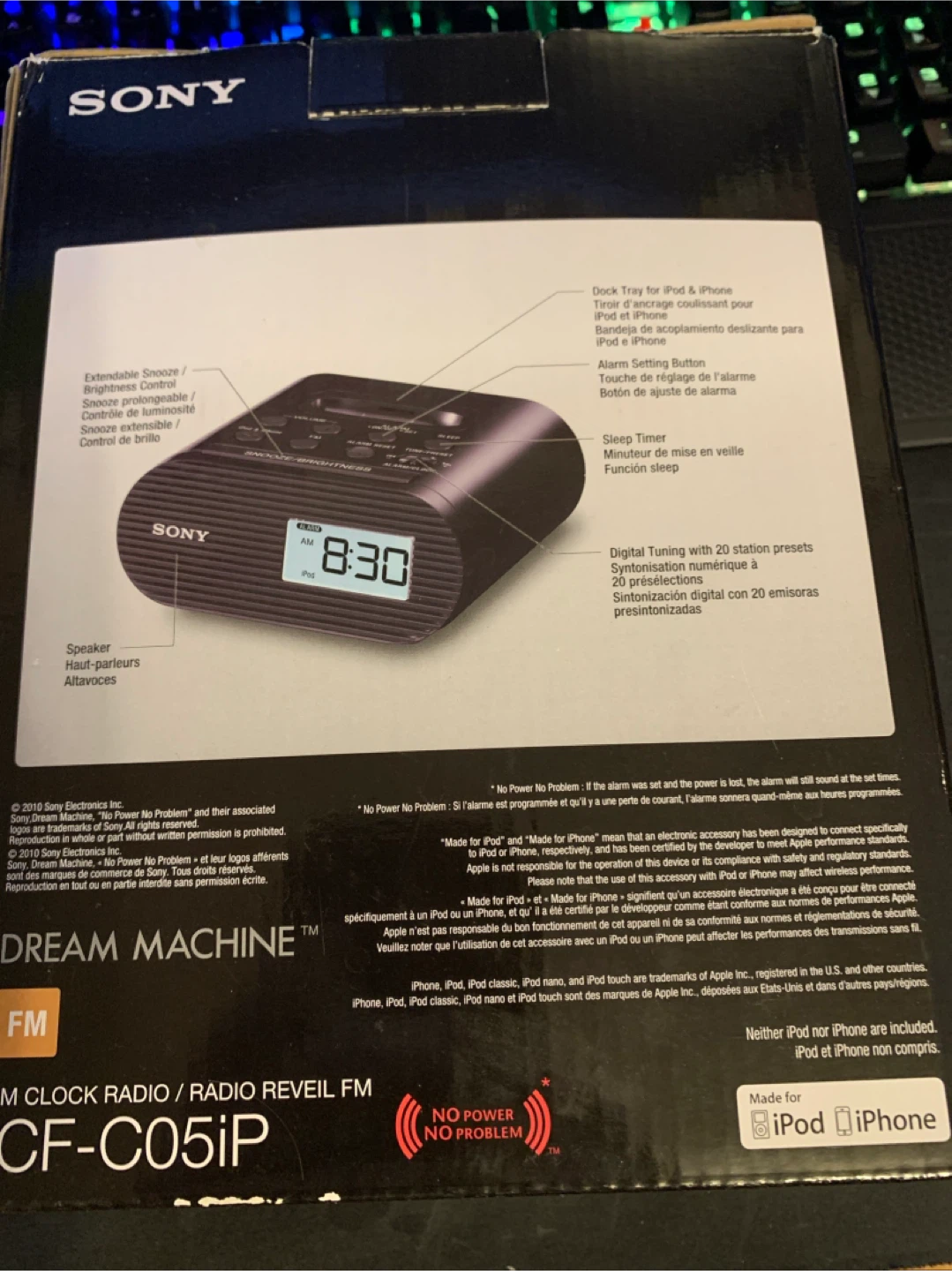 Sony Dream Machine FM Clock Radio ICF-C05iP - photo 3