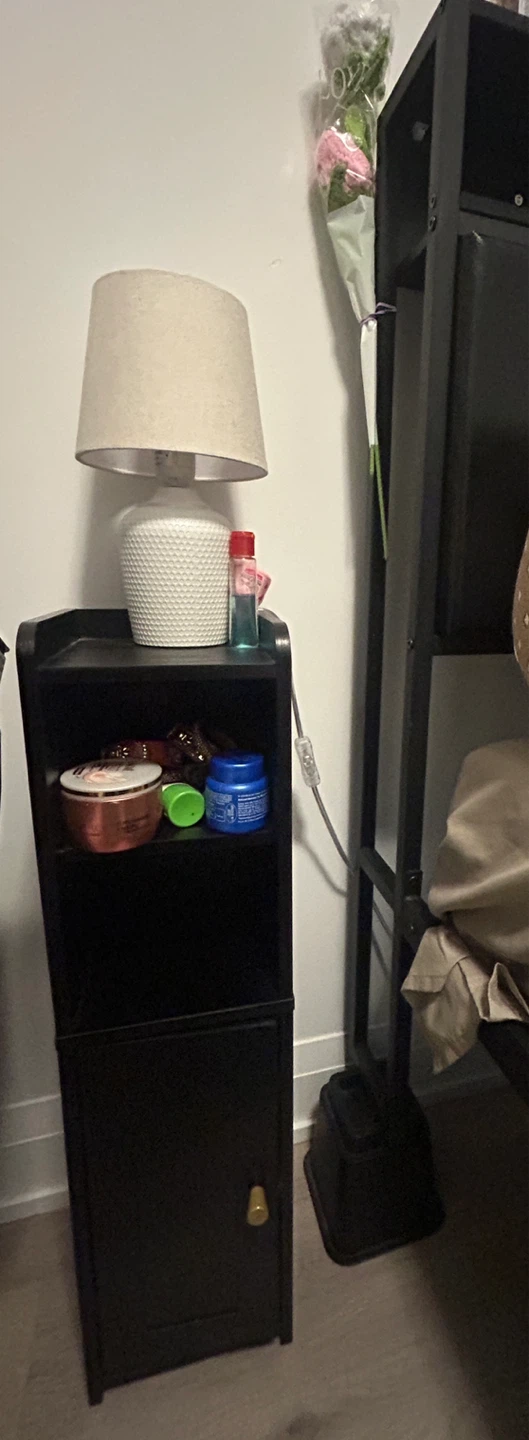 Black narrow side table/storage unit