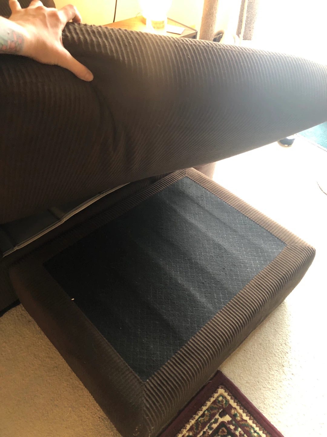 Brown Corduroy Sofa with lounge seat - photo 2