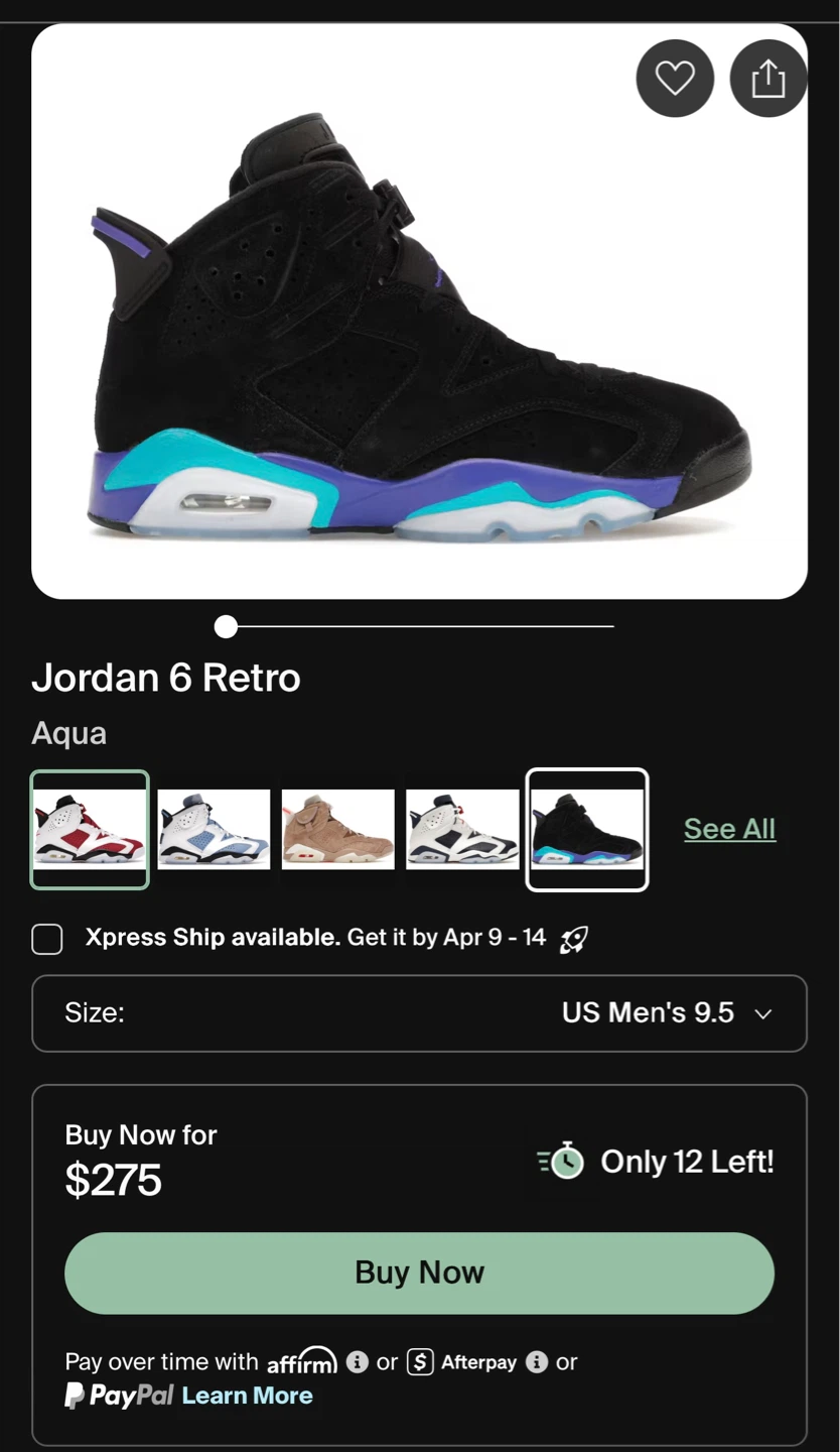 Jordan 6 Retro 'Aqua' Size 9.5 - photo 5