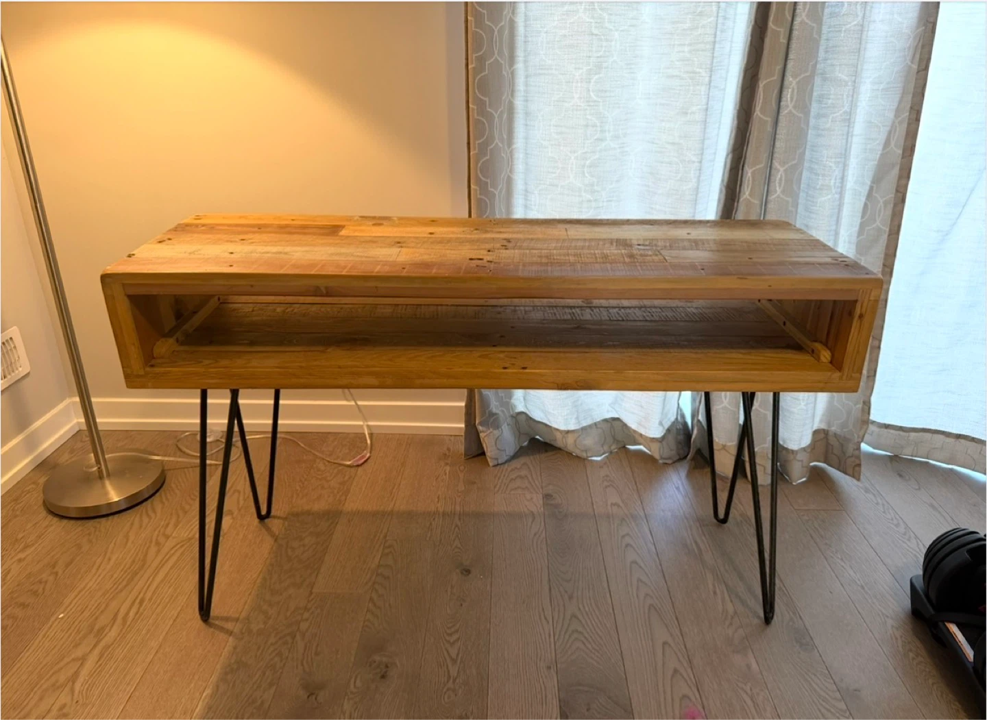Rustic Wood Side Table with Metal Legs and console table - photo 2