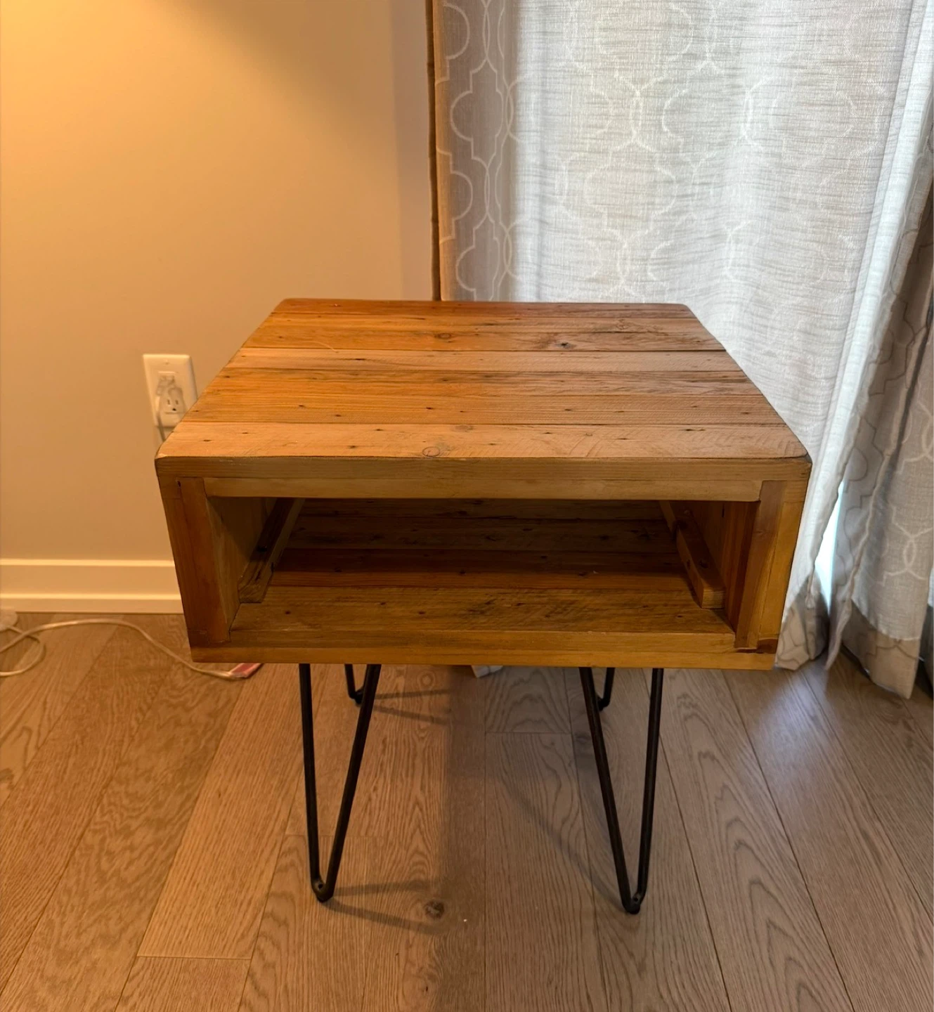 Rustic Wood Side Table with Metal Legs and console table