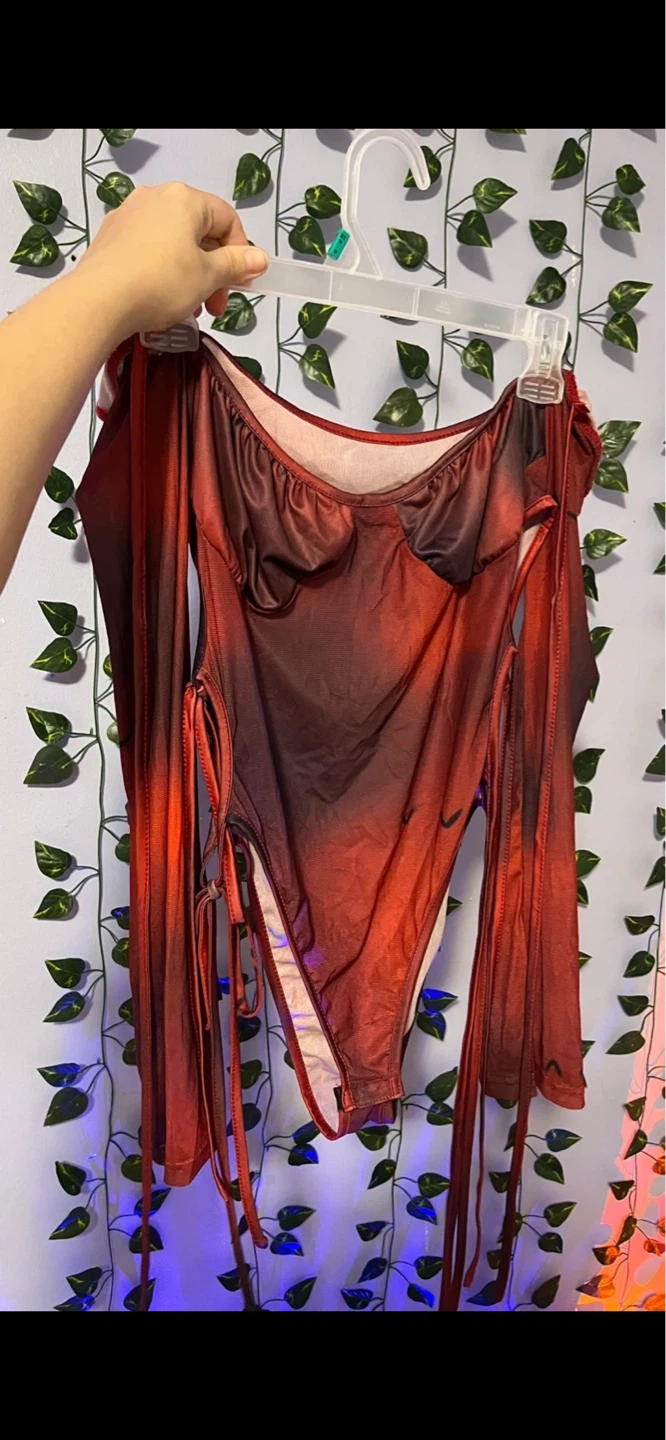 Mesh Bodysuit with Tie Sides M