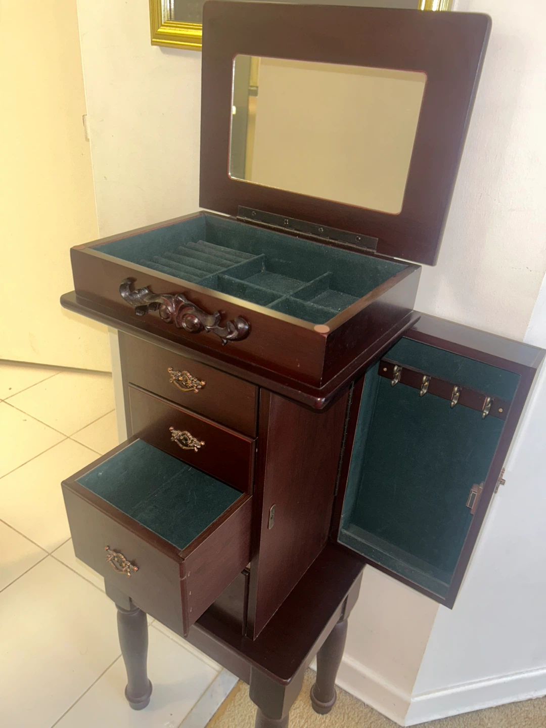Wooden Jewellery Armoire with Mirror - photo 4