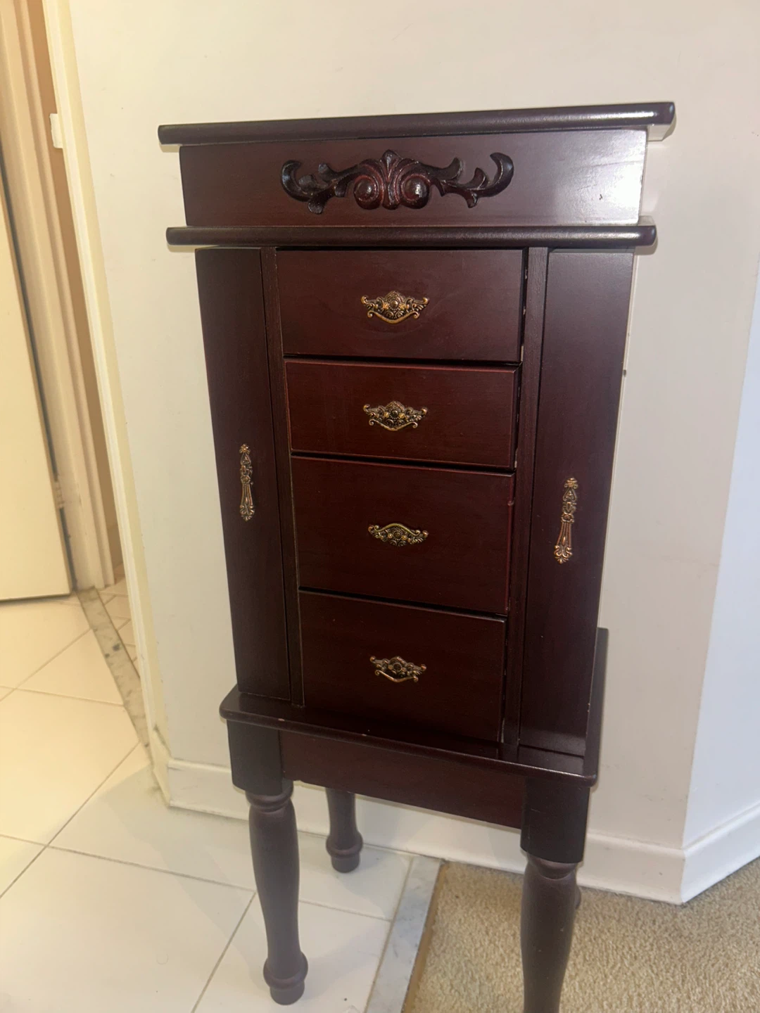 Wooden Jewellery Armoire with Mirror