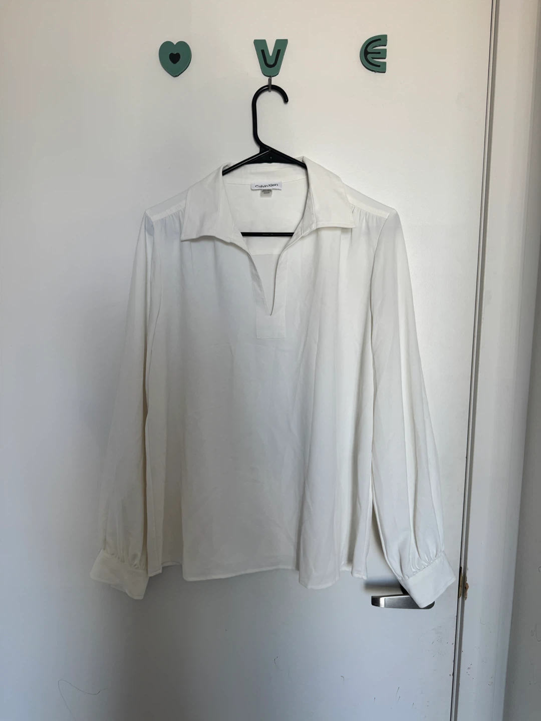Calvin Klein White Long Sleeve Blouse Size S - photo 2
