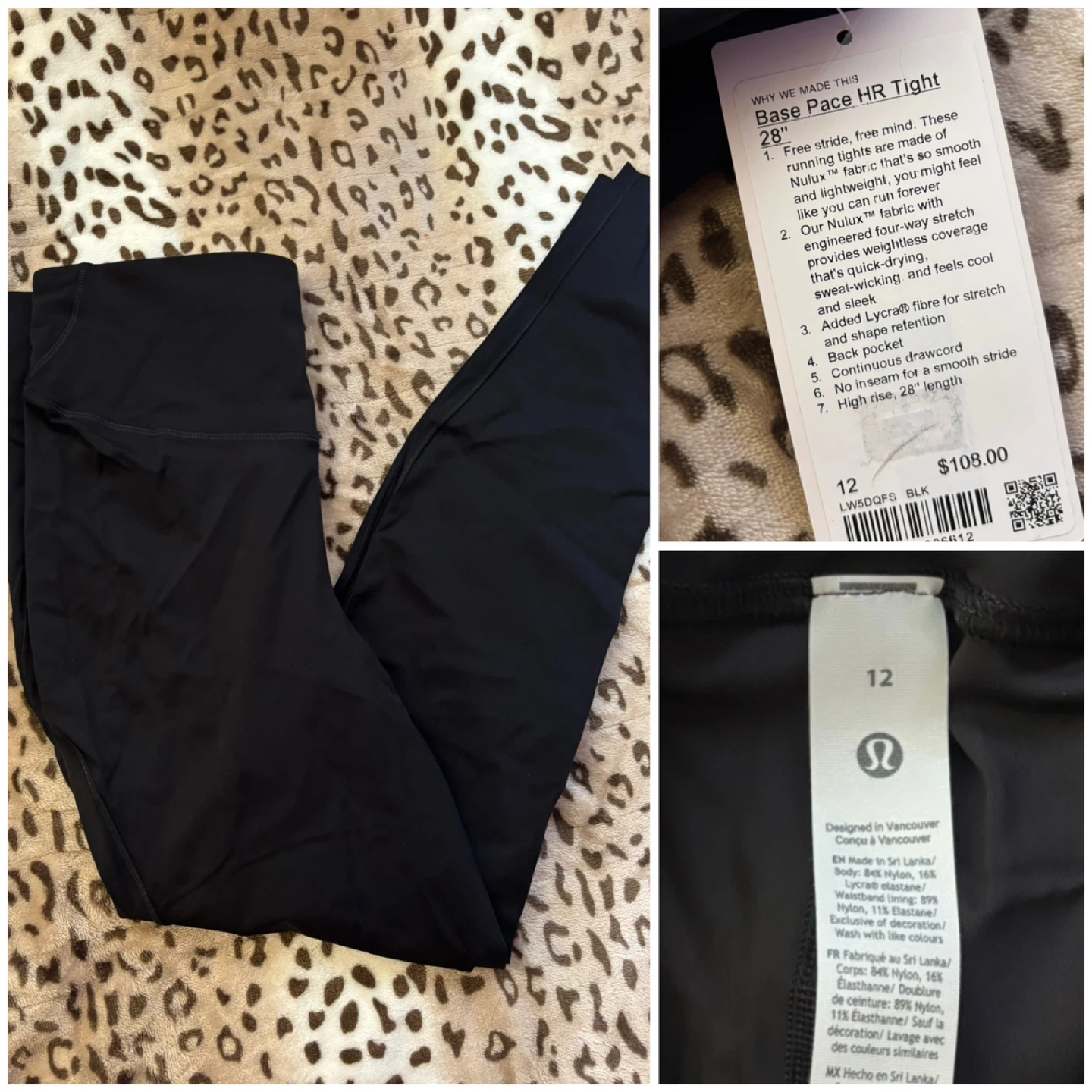 (Lululemon) Base Pace HR Tight - Size Women 12
