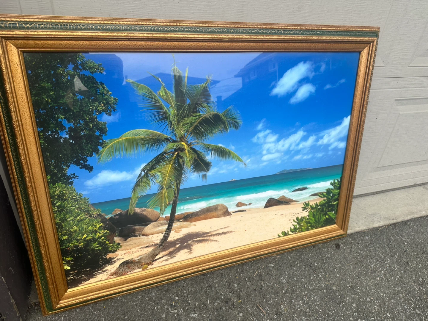 Framed Tropical Beach Scene Wall Art