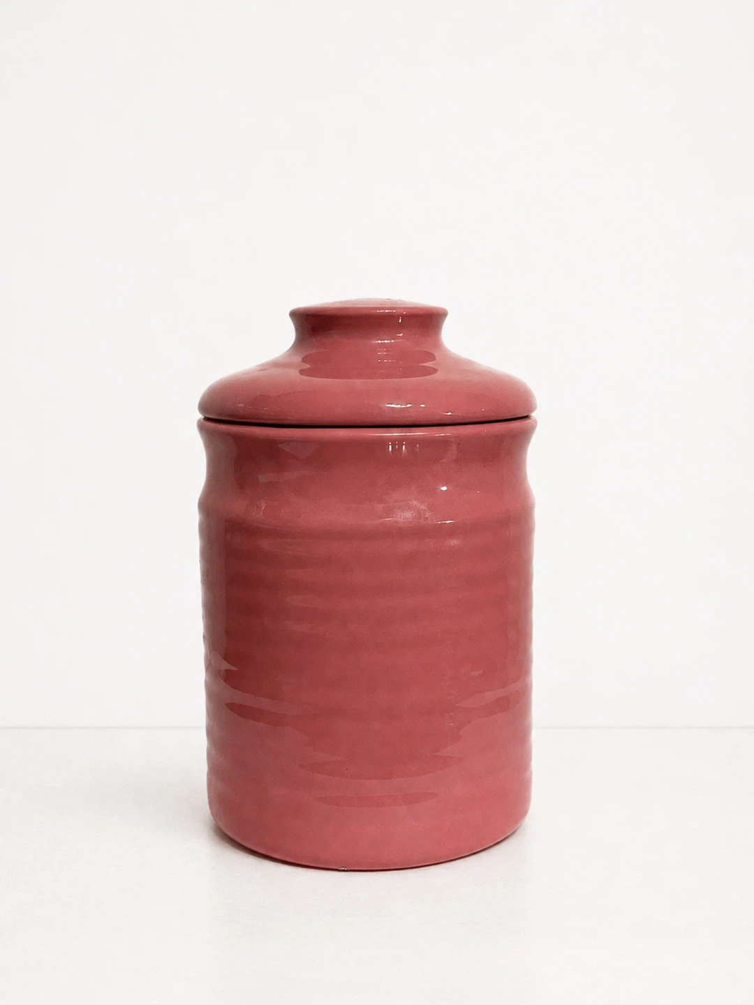 Vintage 80s Ceramic Rose Pink Canister