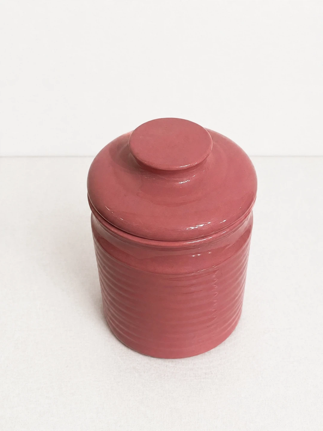 Vintage 80s Ceramic Rose Pink Canister - photo 2