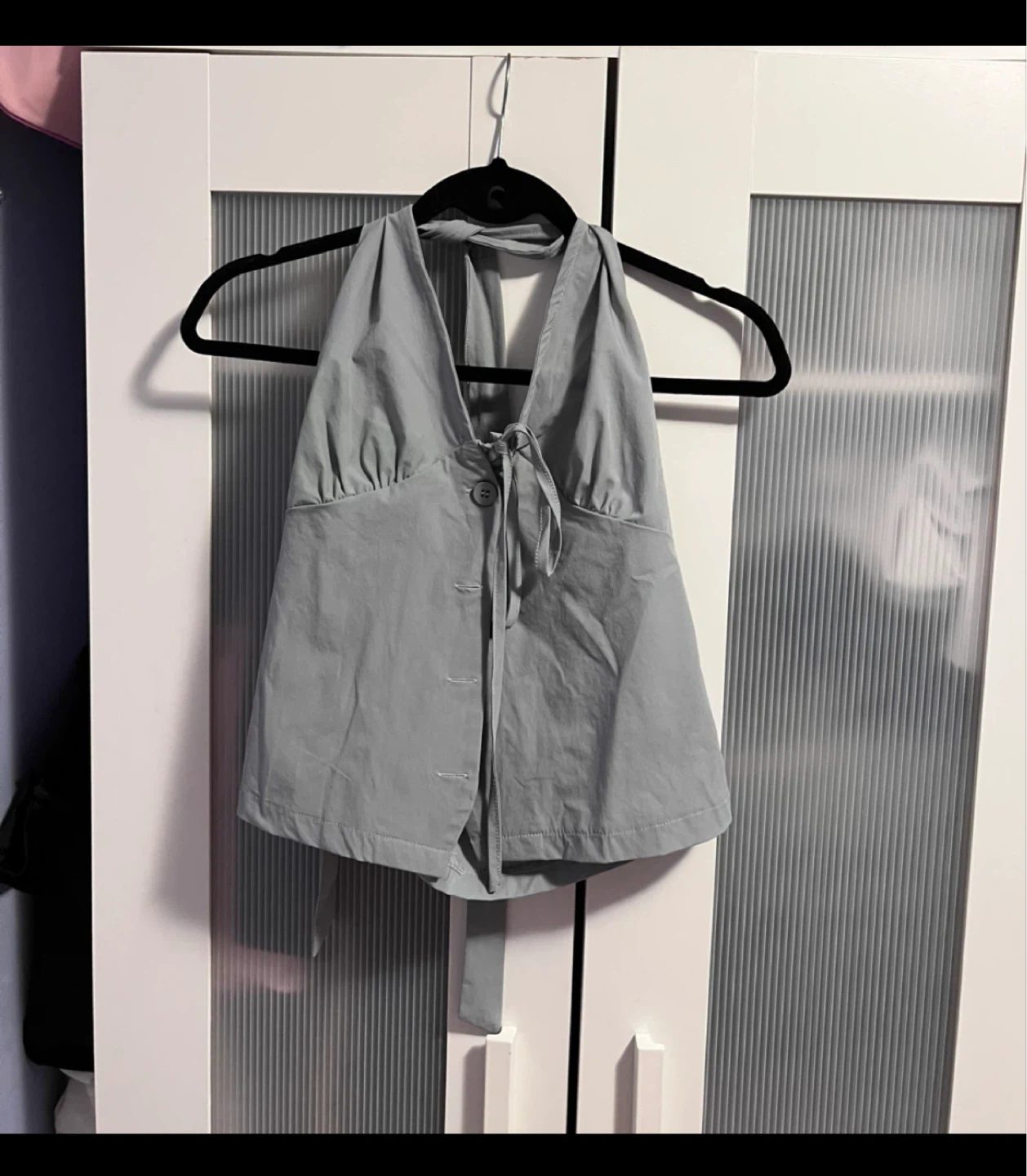 Light Grey Halter Neck Crop Top M