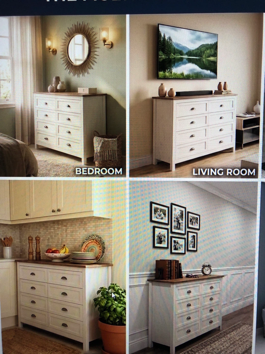 White Eight-Drawer Dresser with Black Hardware - photo 4