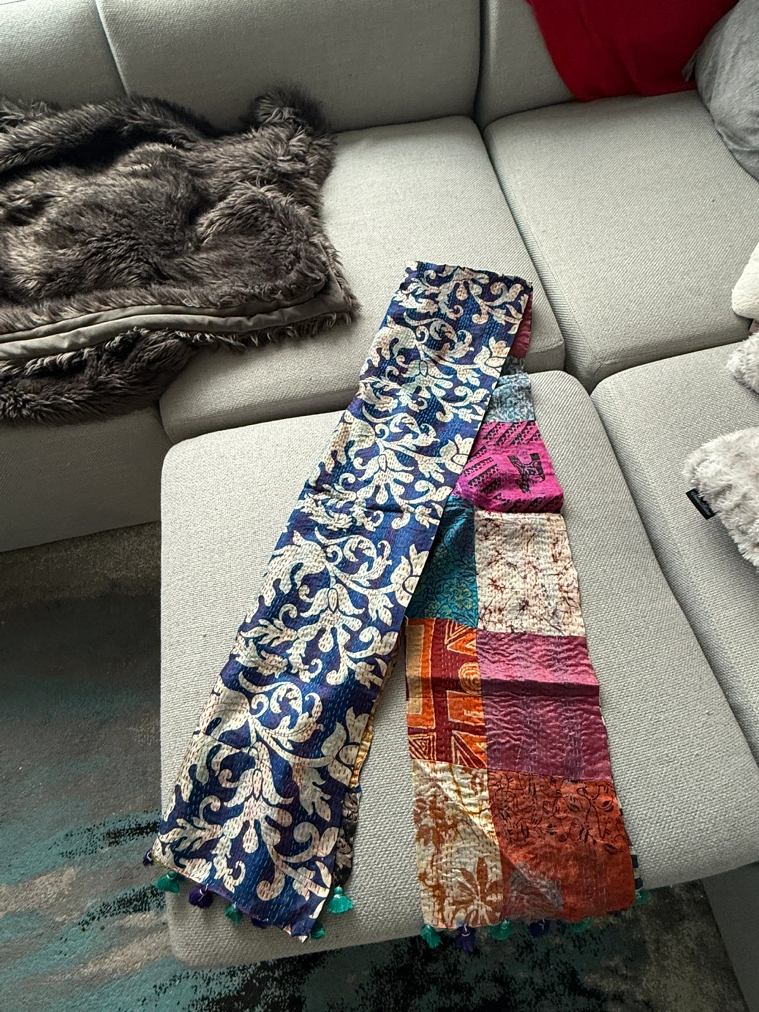 Patchwork kantha scarf brand new from India