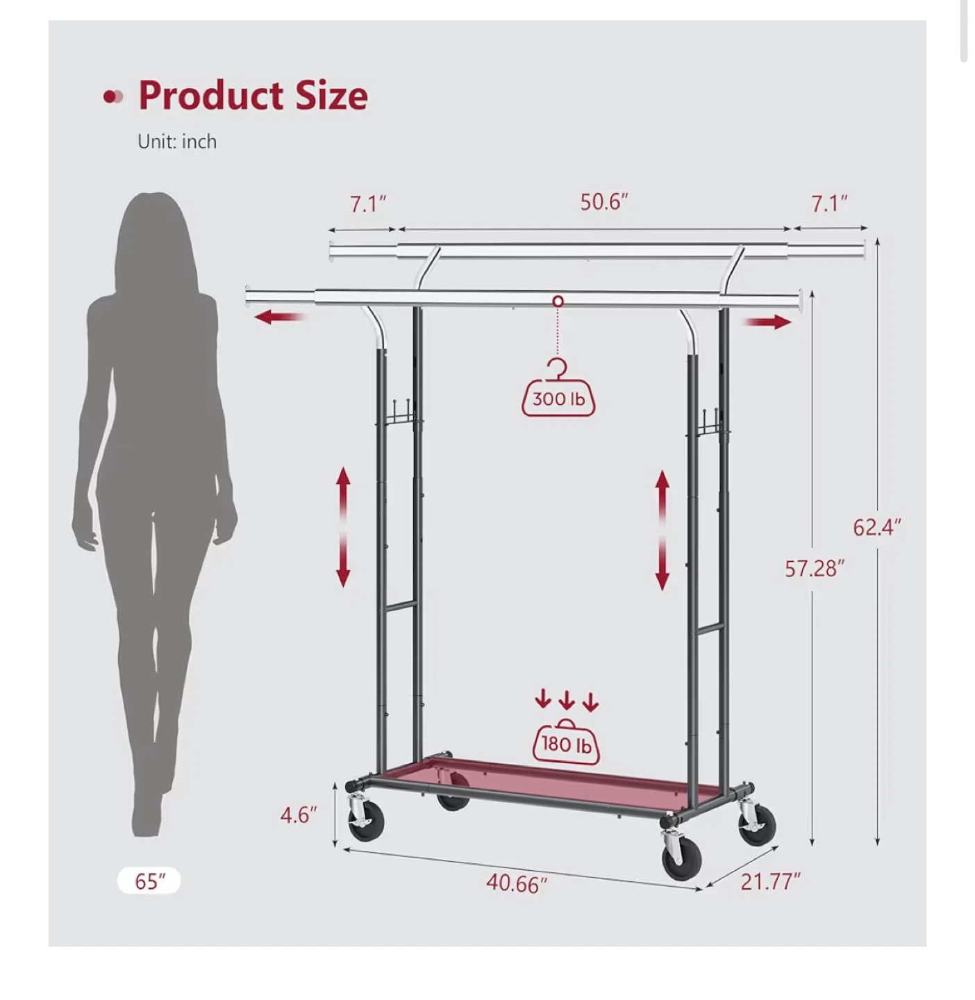 Rolling Clothes Rack Garment Display Stand - photo 2