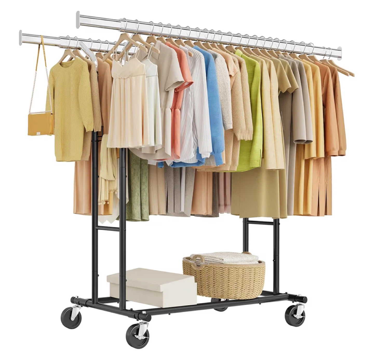 Rolling Clothes Rack Garment Display Stand