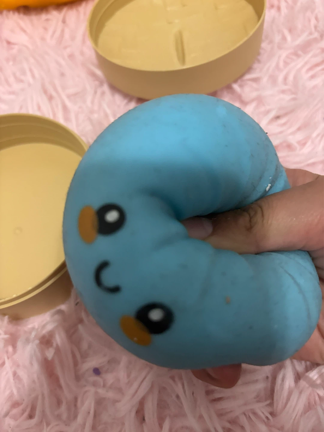 Blue dumpling Squishy Ball Toy with Container - photo 4