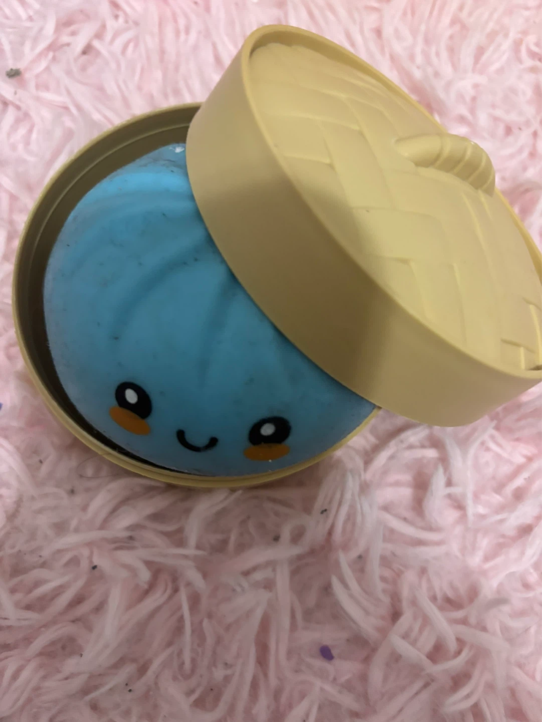 Blue dumpling Squishy Ball Toy with Container