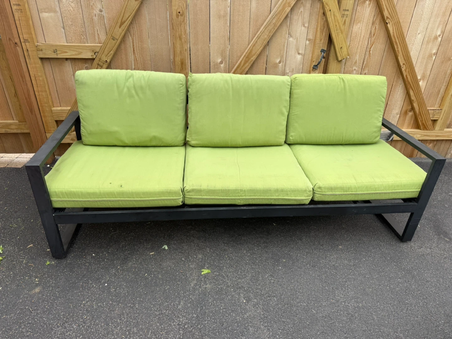 Outdoor Sofa with Light Green Cushions