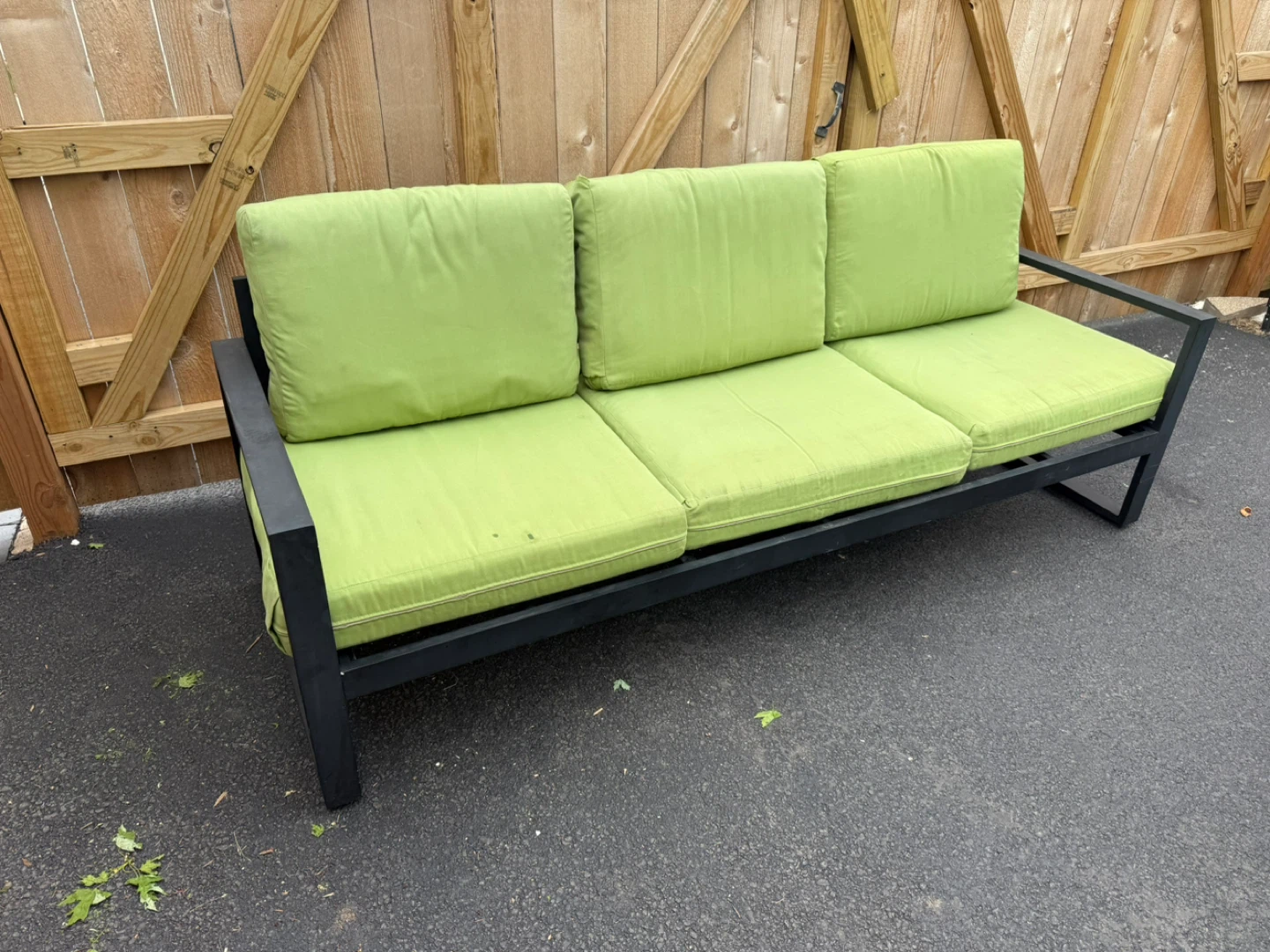 Outdoor Sofa with Light Green Cushions - photo 2