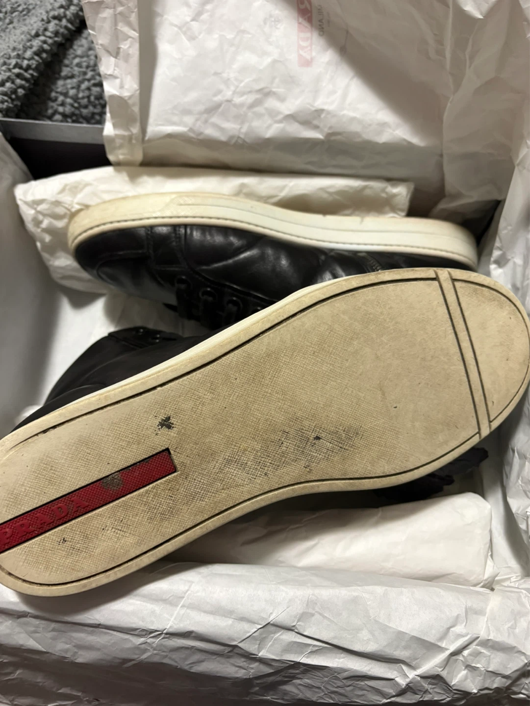 Prada Black Leather High-Top Sneakers - photo 4