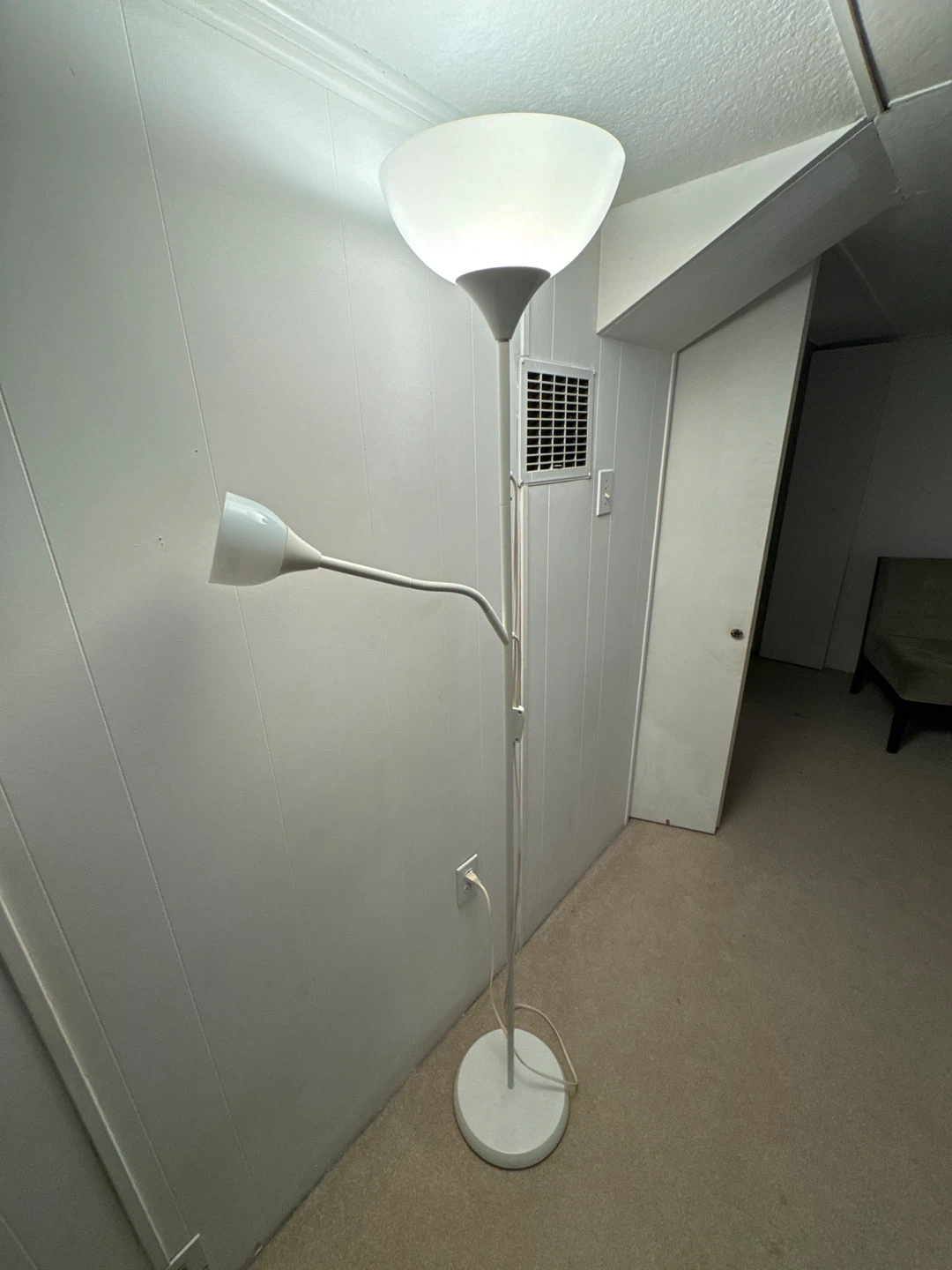 White floor lamp with adjustable reading light