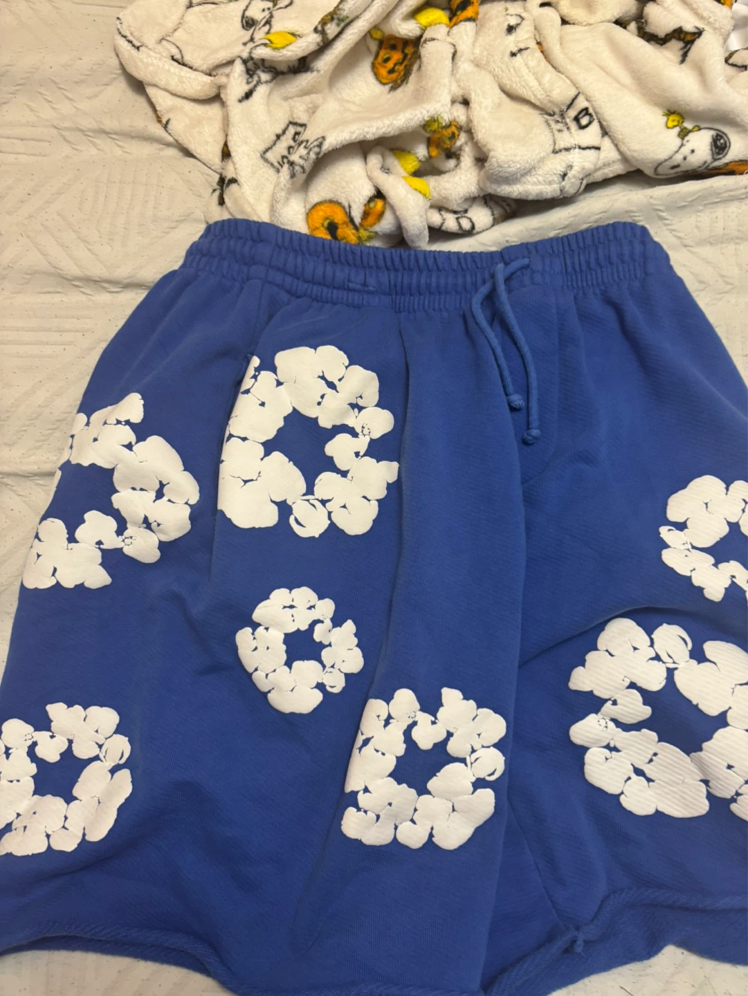 blue denim tear shorts