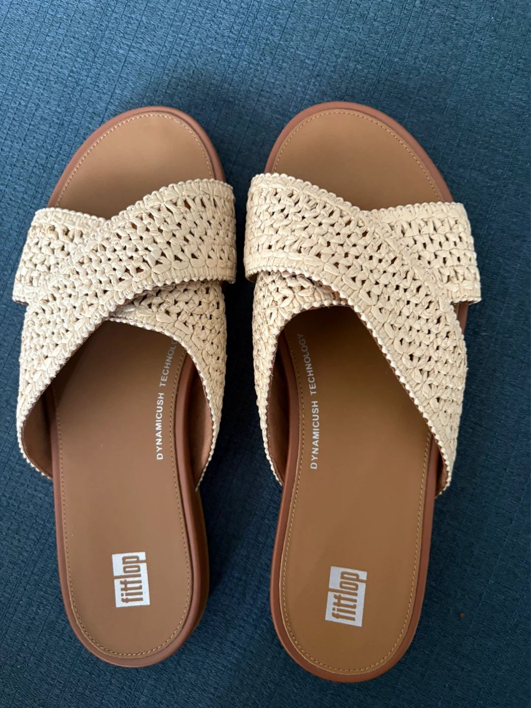 Fitflop Criss Cross Woven Slides - Natural - Size 8