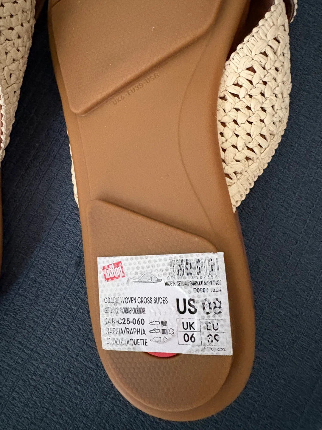 Fitflop Criss Cross Woven Slides - Natural - Size 8 - photo 3