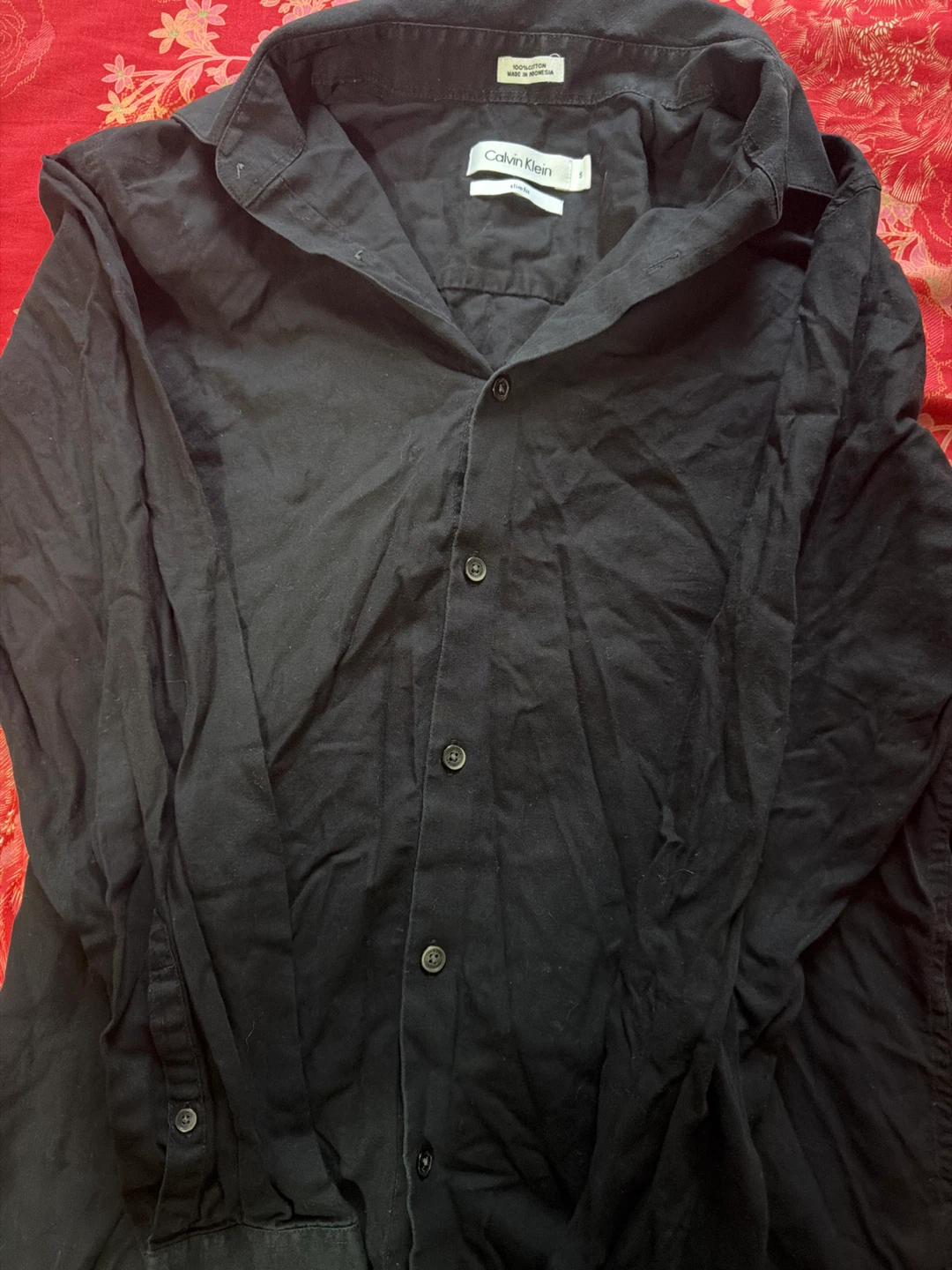 Calvin Klein Black Slim Fit Button-Up Shirt - Size S - photo 2