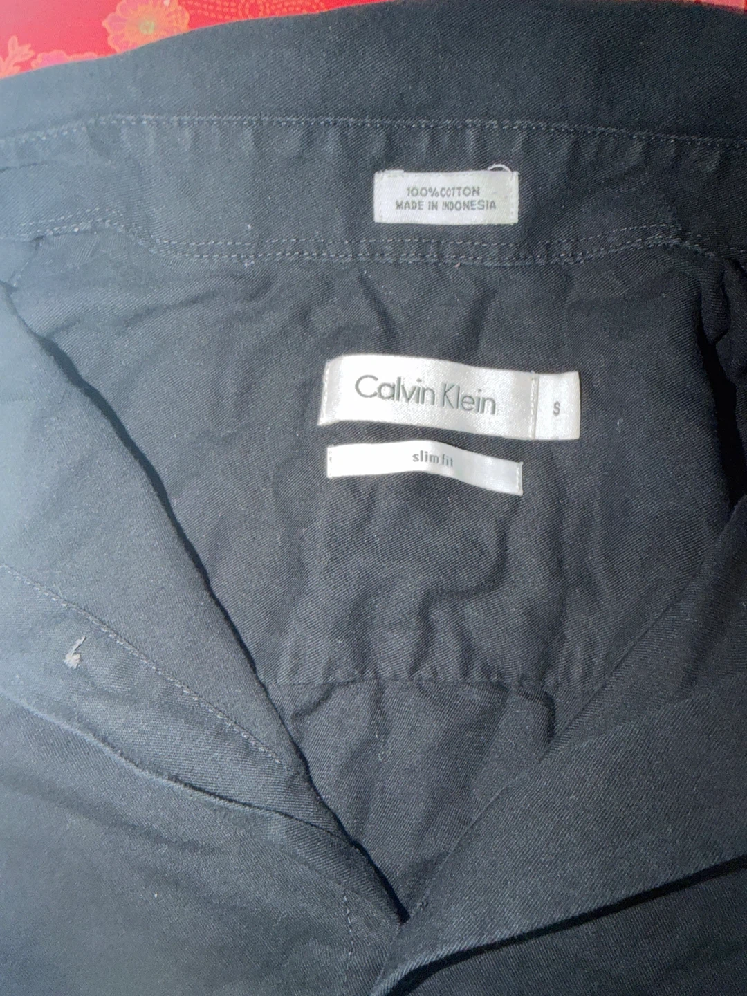 Calvin Klein Black Slim Fit Button-Up Shirt - Size S