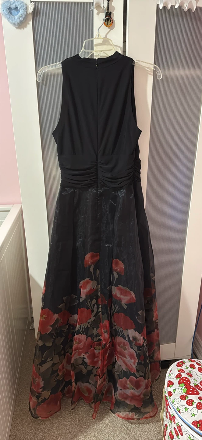 Evening / Prom Black Floral Print Dress - photo 2