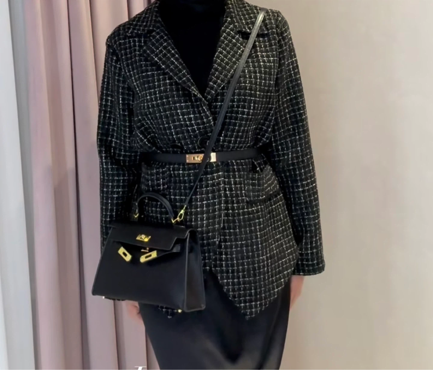 Black and White Plaid Blazer