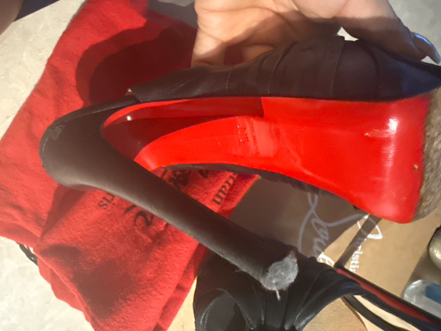 Christian Louboutin Black Leather Slingback Heels - photo 4